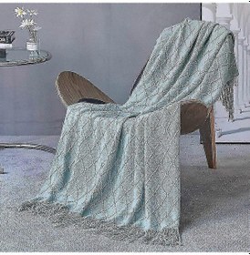 Resim Nordic Örme Battaniye - Yumuşak, Dokulu Ve Sağlam, Avrupa'da Kanepe, Yatak Ve Noel Dekorasyonu İçin 150x230 Cm, Elmas Lotus Yeşili 