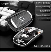 Resim Oldfriend Şık Siyah Kablosuz Şeffaf Fare 4 Hız Göstergeli Usb Şarj Sessiz Diğer 