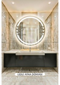 Resim 60 Cm Beyaz Dekoratif Led'li Banyo Aynası Lavabo Üstü & Yatak Odası Diğer 