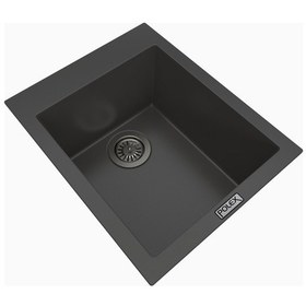 Resim Polex Cristalüx Granit Evye P-05 Antrasit Tezgah Altı Ve Tezgah Üstü Kare Mutfak Evyesi 41x51 CM 