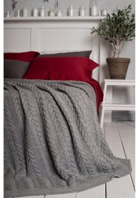 Resim Ca15002 Örgü Battaniye Gri - Tek Kişilik Bej 