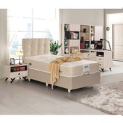 Resim Azrayatakmobilya Yakut Tek Kişilik Yatak Baza Başlik Mdf+Profil+Özel Kumaş Krem 