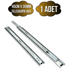 Resim Teleskobik 35mm Çekmece Ray Bilyeli Mobilya Dolap Rayı 45cm 35mm 1 Takım Krom Çok Renkli 