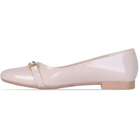 Resim Ayakcenter R13 Renesme Rugan Kadın Babet Ayakkabı Krem 