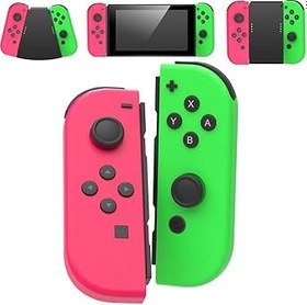 Resim GenGeLy for Nintendo Switch Controller Compatible with Switch Lite/Oled,Upgraded Wireless Left and Right Joypads Support Motion Control/Wake-up/Screenshot,No NFC,Pink and Green Controllers for Switch 