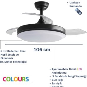 Resim Colours Stars Bellatrıx 42 Inch 28W+35 W LED Dc Motor Tavan Vantilatörü 