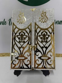 Resim Rahmet Kapısı Serisi - Kadife Kapaklı Kur’an-ı Kerim - İnci Beyazı 