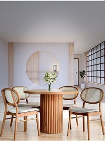 Resim Bergama İskandinav Natural Ahşap Masa Sandalye Takımı 90x90 Natural 