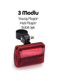 Resim Bisiklet Tekli Arka Işık Pilli 300 Lümen 3 Mod Flaşörlü Bisiklet Arka Farı Led Işık Kırmızı 4445 Kırmızı 