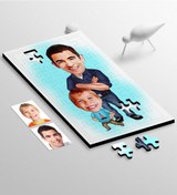 Resim Kişiye Özel Baba Oğul Karikatürlü 104 Parça Ahşap Puzzle - 2 Diğer