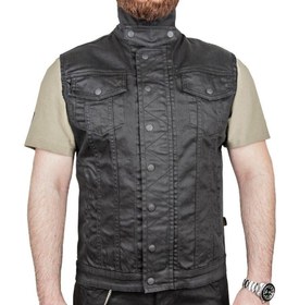 Resim TheBikerJeans Black İron Vest Kot Motosiklet Yeleği 
