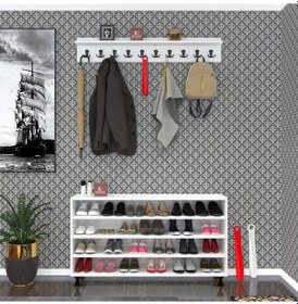 Resim Kenzlife Portmanto Ayakkabılık Ve Askılık Sandal4 Byzbyz 68 120 32 Yirmidört Çift Ayakkabı Kapasitesi 