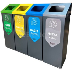 Resim Efesteel Dörtlü Geri Dönüşüm Kutusu Antrasit 