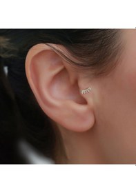 Resim 14 Ayar Altın Beşli Baget Tragus Piercing Sarı 