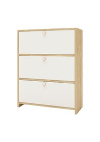 Resim Floradesign Flora 3 Kpaklı Ayakabı Dolabı Ayakkabılık - Çok Amaçlı Dolap Meşe / Beyaz Meşe - Beyaz 