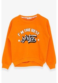 Resim Breeze Kız Çocuk Sweatshirt Yazı Baskılı 9-14 Yaş, Turuncu 
