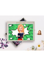 Resim Bk Gift Kişiye Özel Kadın Karikatürlü 1000 Parça Profesyonel Puzzle-12 
