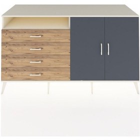 Resim Kronos Konsol 3 Raflı 4 Çekmeceli 2 Kapaklı 176x59x99 Aytaşı-antr Aytaşı-antrasit/çam 