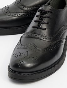 Resim LuviShoes AVRA Siyah Cilt Hakiki Deri Kadın Oxford Ayakkabı 