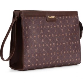 Resim Kadın Kahve Bahels Monogram Portföy Kulplu Clutch Çanta 