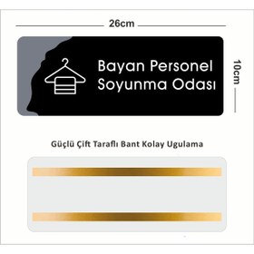 Resim zafrakreklam Personel Soyunma Odası Ofis Departman Kapı İsimliği, Yönlendirme levhası 26X10Cm - SİYAH&FÜME 