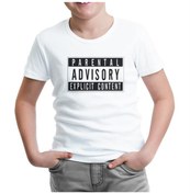 Resim Parental Advisory Explicit Content Beyaz Çocuk Tshirt 