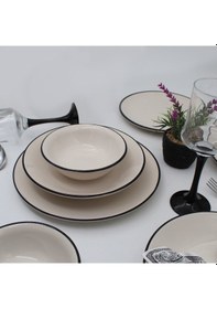 Resim Anka 18 Parça 6 Kişilik Yemek Takımı - Siyah File 