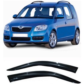 Resim Skoda Roomster Cam Rüzgarlığı 2 Parça Kolay Montaj Parlak Siy . 