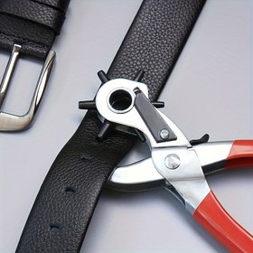 Resim 1 Adet Sağlam Yapay Deri Kemer Delme Pensı – Kırmızı Lastik Kaplı Tutma Yeri ile Çelik El Aleti, Kemerler ve Dikiş Projeleri için – DIY Meraklıları İçin Mükemmel Hediye, Yapay Deri Delme Aracı, Deri İşleme Ekipmanı | Verimli Delgeç | Dayanıklı El Aleti 