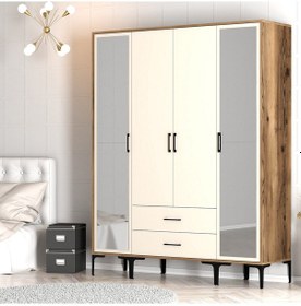 Resim Variant Kumsal 4 Kapılı Rtr Gardrop - Ceviz / Krem 