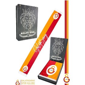 Resim Galatasaray Lisanslı Çift Yön Baskılı Şal Kaşkol Atkı Ahşap Kutulu Sarı - Kırmızı 