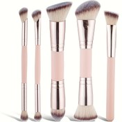 Resim 5'li Profesyonel Makyaj Fırça Seti: Fondöten, Allık, Pudra, Far & Kapatıcı Fırçaları – Seyahat Dostu Çok Fonksiyonlu Kadın Seti, Mükemmel Hediye 