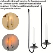 Resim 2'li Metal Duvar Mumluk Seti, Duvara Monte Mumluk, Modern Duvar Mumlukları, Oturma Odası, Çiftlik Evi, Şömine ve Düğün için Asılabilir (Siyah/Altın) 