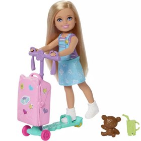 Resim Barbie Club Chelsea Sınırsız Macera Bebek Scooter Bavul ve Aksesuarları 