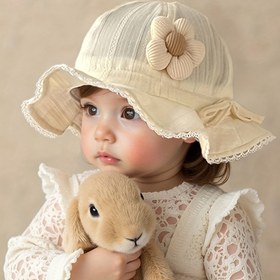 Resim 1 adet Sevimli Bebek Çiçekli Güneş Şapkası - Hafif Polyester, Geniş Kenarlıklı Dantel Detaylı, Yaz Gezileri ve Dış Mekan Aktiviteleri İçin Mükemmel, 1-3 Yaş Arası, Günlük Başlık | Çiçekli Şapka | Dantel Detaylı Şapka 