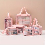 Resim 1'li Paket Şeffaf PVC Makyaj Çantası, Yüksek Kalite ve Hipoalerjenik, Parlak PU Kaplamalı Banyo, Plaj ve Seyahat İçin Kozmetik Organizatör 