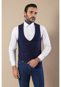 Resim Wessi Saat Cepli Indigo Polyviskon Tek Yelek 001 