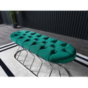 Resim Ressa Home Nova Gümüş Kaplama Metal Puf -BENCH-120 cm 