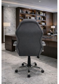 Resim Noyan Yönetici Ofis Koltuğu Lüks Büro Koltuğu Ergonomik Yatar Mekanizmalı Deri Antrasit Renk Gri 