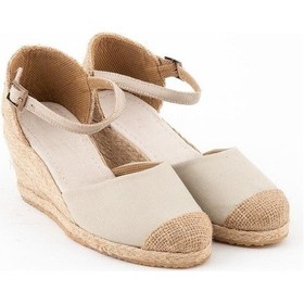 Resim Star Tombis Gerçek Elişi Burnu Hasır Dolgu Topuk Bej Keten Hasır Espadril Handmade Bej 