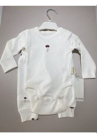 Resim Bebek İkili Zıbın Takım Krem Çiçek Desenli Krem 