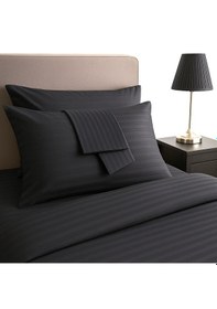 Resim Mamcrazy %100 Pamuk Saten Yastık Kılıfı 2'li Antrasit, Çizgili 