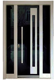 Resim Tezwood Tez-0148 Beyaz-camlı Düz Model Bina Giriş Kapısı 