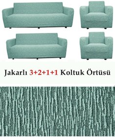 Resim Jakarlı Koltuk Örtüsü , Kanepe ,chester Örtüsü 3211 Mint Yeşil Mint Yeşil 
