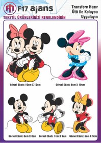 Resim F17 Ajans Ütü Ile Yapışan Tekstil Dtf Baskı Görseli Mickey Mouse 5'li Set 