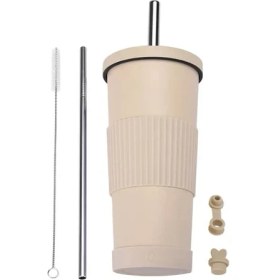 Resim Dilele Paslanmaz Çelik Inci Süt Çay Bardağı/pipet Yalıtım Bardağı, DL068 (Yurt Dışından) 