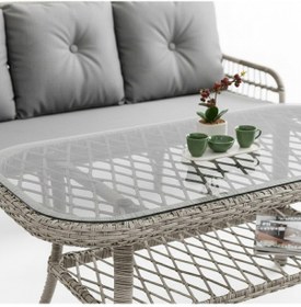 Resim Capri Swing Pisa Üçlü Rattan Bahçe Balkon Oturma Grubu Beyaz 801 