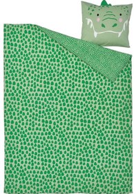 Resim Çocuk Nevresim Ttkımı, Yeşil, 150x200/50x60 Cm Timsah Temalı Yesil 