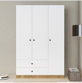 Resim Ferniso Mobilya 3 Kapak 2 Çekmeceli Gardolap Beyaz-ud 