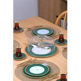 Resim Green Line Kapaklı Kek Fanus - Pasta Sunum Standı 